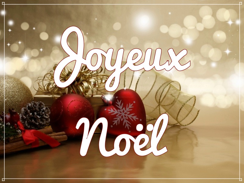 Joyeux Noël - boules, pommes de pins et lumière